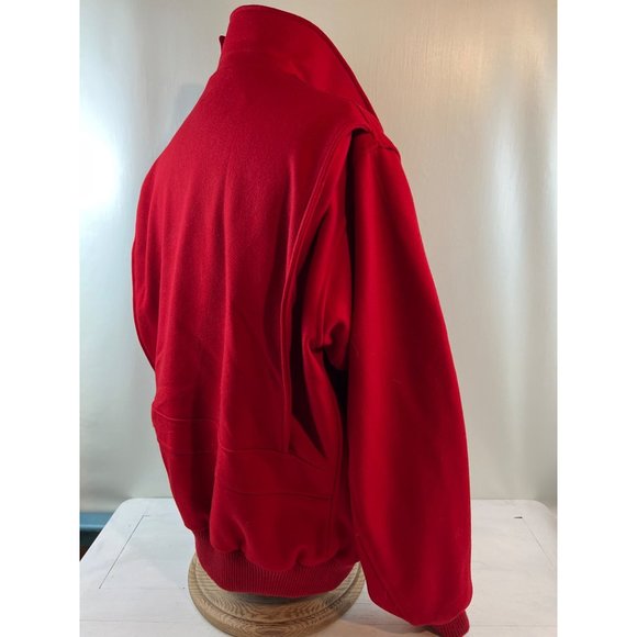 Vintage 1980's John Martin Mens XLL Red Wool Melton Cloth Bomber Style Jacket - Picture 4 of 8